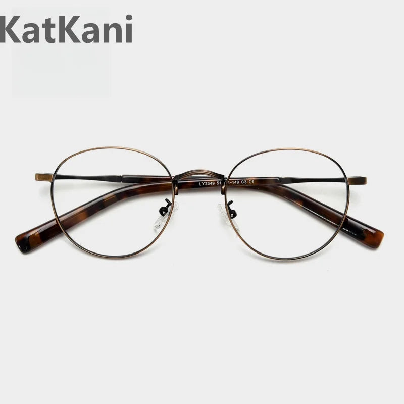 KatKani Unisex Full Rim Round Alloy Eyeglasses 2349 Full Rim KatKani Eyeglasses   