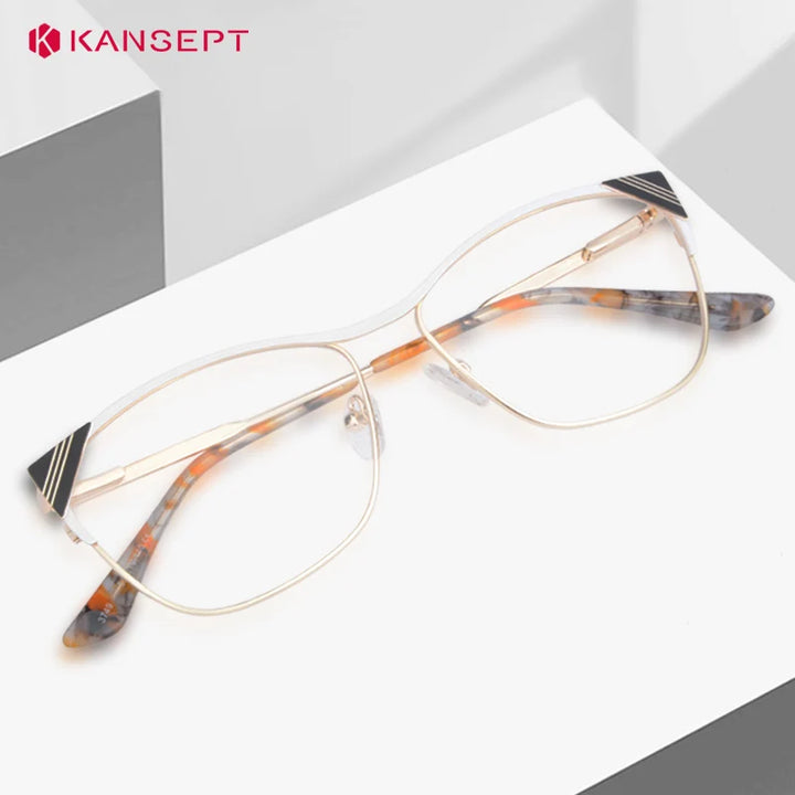 Kansept Women's Full Rim Oval Cat Eye Alloy Tr 90 Reading Glasses 53749