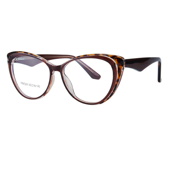 KatKani Unisex Full Rim Cat Eye Tr 90 Eyeglasses 87234 Full Rim KatKani Eyeglasses Tortoiseshell Brown  