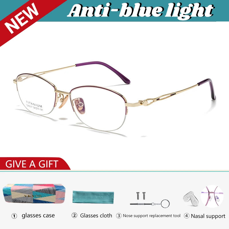 Vicky Women's Semi Rim Square Oval Alloy Reading Glasses 26017