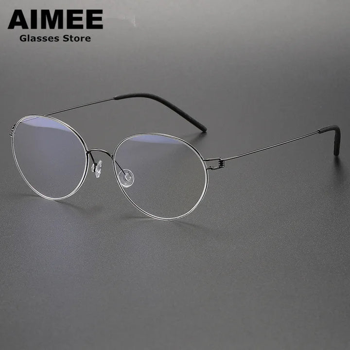 Aimee Unisex Full Rim Oval Round Screwless Titanium Eyeglasses 1318 Full Rim Aimee   