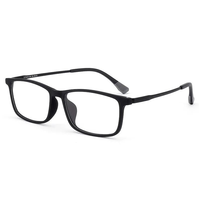 KatKani Men's Full Rim Square Tr 90 Titanium Eyeglasses 5816 Full Rim KatKani Eyeglasses Matte Black  