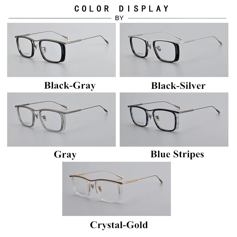 Black Mask Unisex Full Rim Big Square Titanium Acetate Eyeglasses 3015 Full Rim Black Mask   