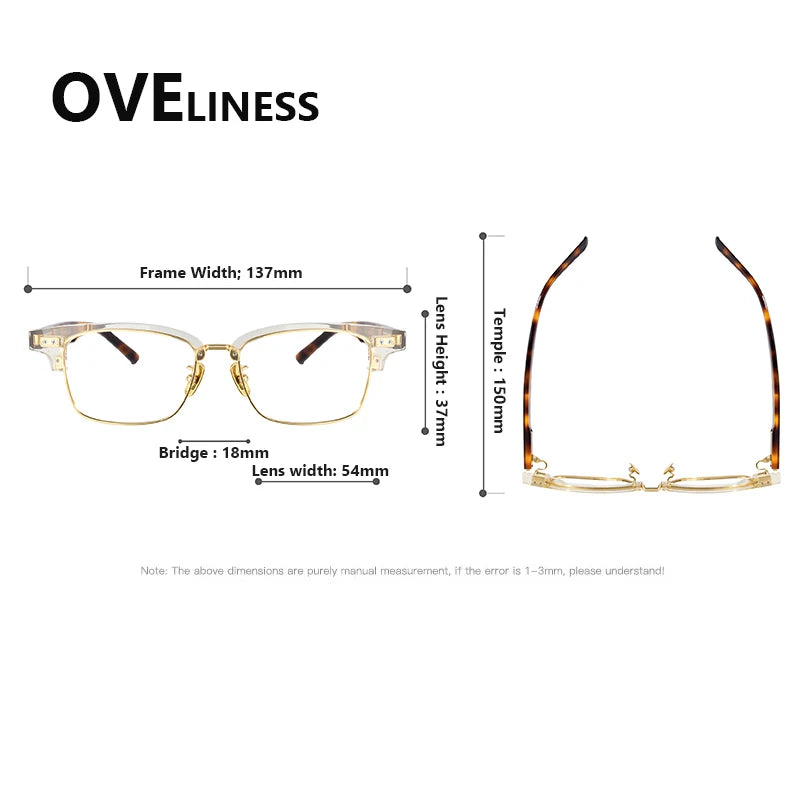 Oveliness Women's Full Rim Square Acetate Titanium Eyeglasses 369917