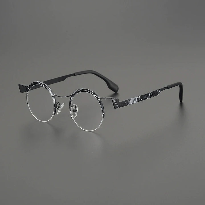 Gatenac Women's Semi Rim Brow Line Round Titanium Eyeglasses G85837