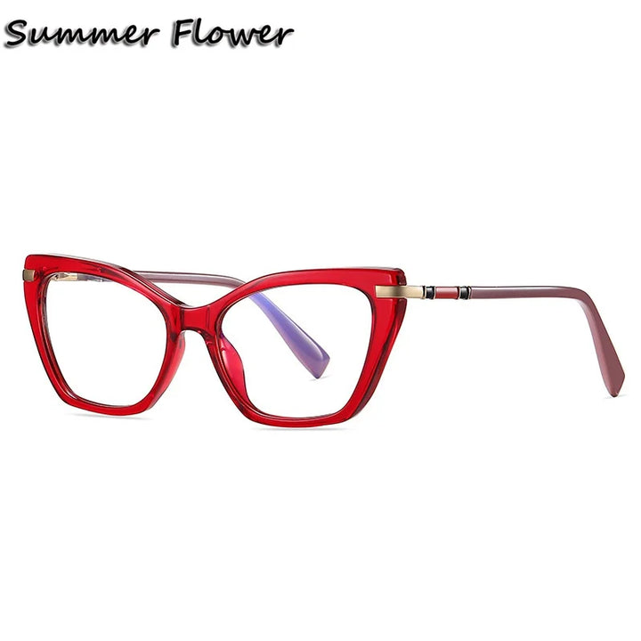 Summer Flower Women's Full Rim Butterfly Tr 90 Titanium Eyeglasses 210444