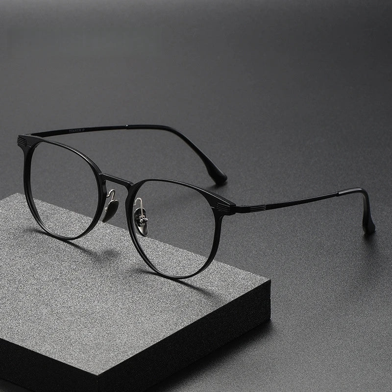 Yimaruili Unisex Full Rim Round Al Mg Titanium Alloy Eyeglasses 20250