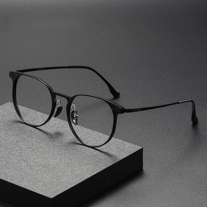 Yimaruili Unisex Full Rim Round Al Mg Titanium Alloy Eyeglasses 20250