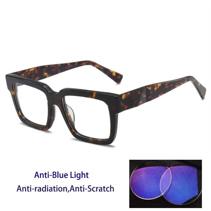 Kocolior Men's Full Rim Square Brow Line Acetate Reading Glasses 71016
