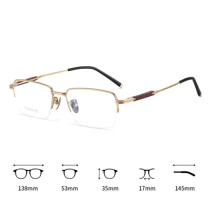 Hdcrafter Women's Semi Rim Oval Square Titanium Eyeglasses 618226