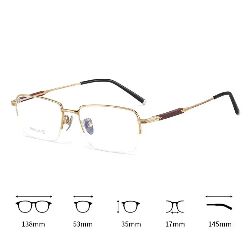 Hdcrafter Womens Semi-Rimless Rectangle Titanium Frames 182260 FuzWeb