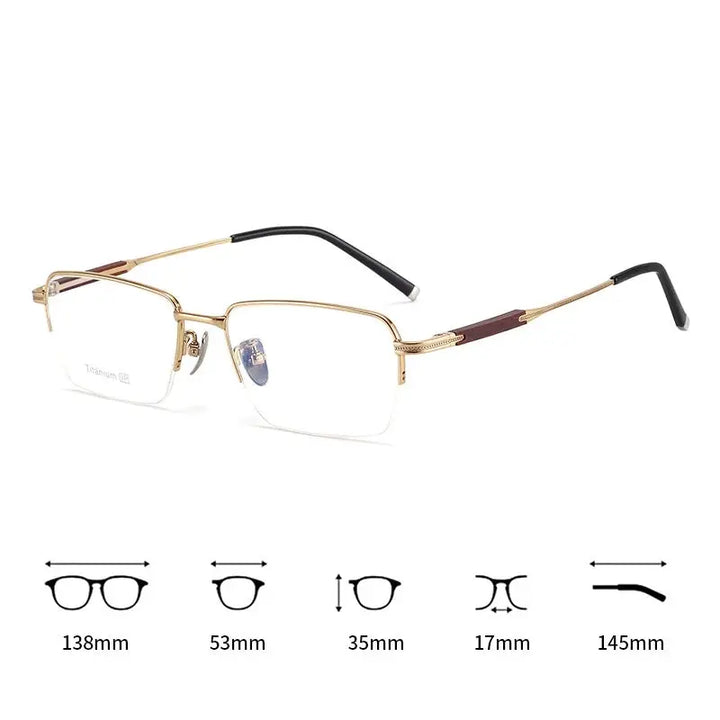 Hdcrafter Womens Semi-Rimless Rectangle Titanium Frames 182260 FuzWeb