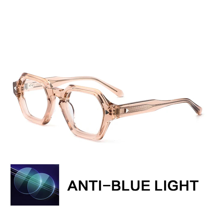 Gatenac Unisex Full Rim Polygon Square Acetate Reading Glasses G66307