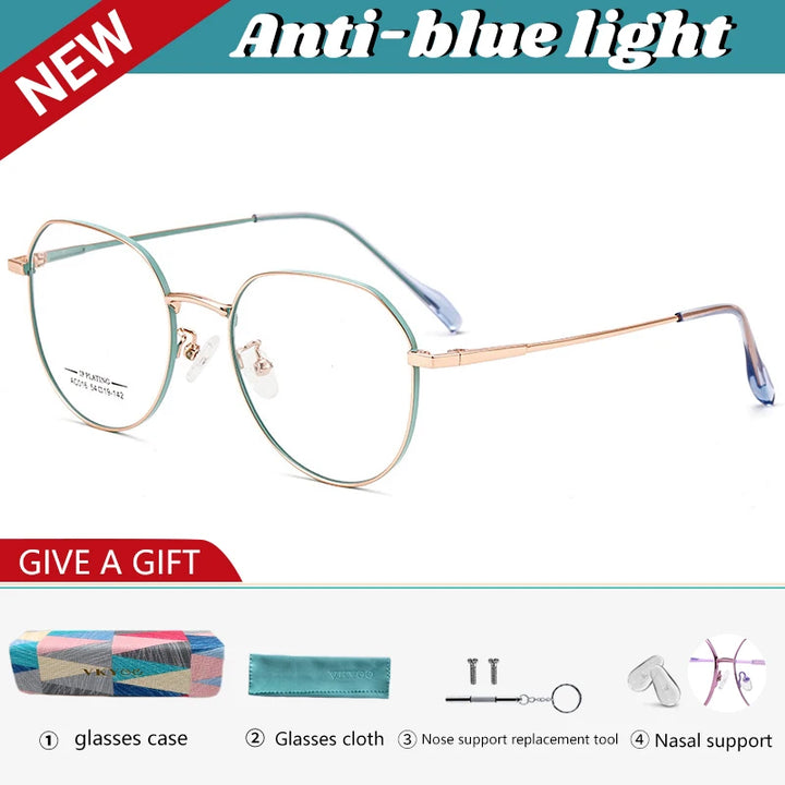 Vicky Unisex Full Rim Oval Polygon Alloy Reading Glasses 622016