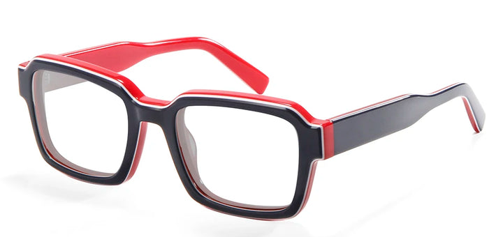 Esnbie Unisex Full Rim Square Brow Line Thick Acetate Eyeglasses 23102 Full Rim Esnbie BLUE RED  