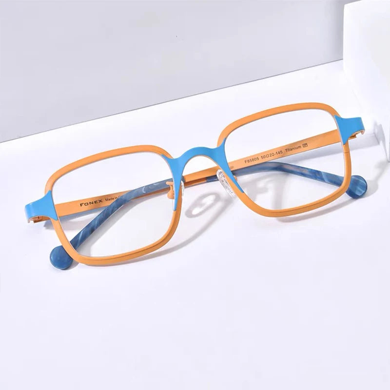 Hewei Unisex Full Rim Square Titanium Acetate Eyeglasses 185805 Full Rim Hewei   