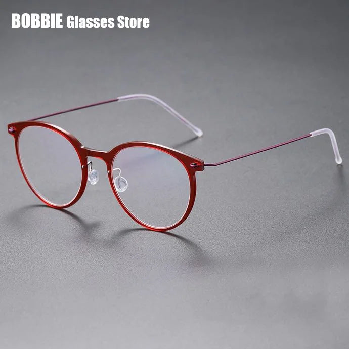 Bobbie Women's Full Rim Round Acetate Titanium Eyeglasses 696537