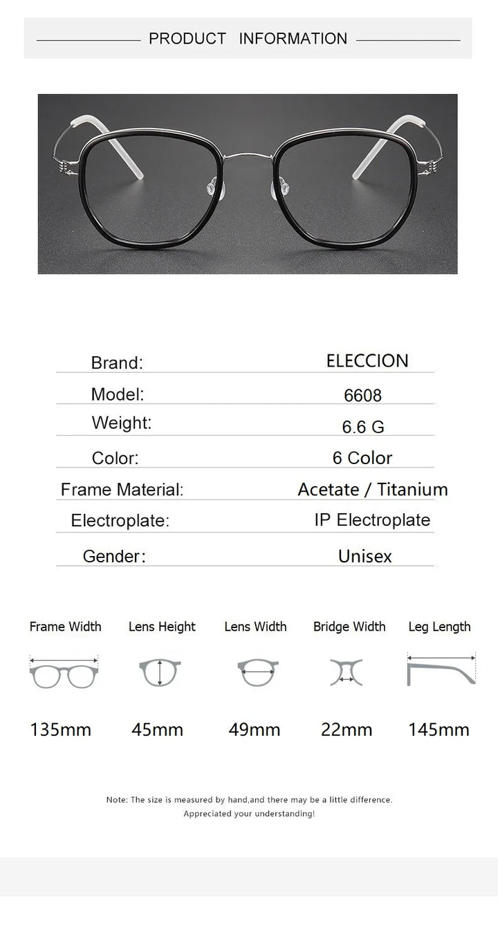 Eleccion Women's Full Rim Oval Titanium Acetate Eyeglasses 80921