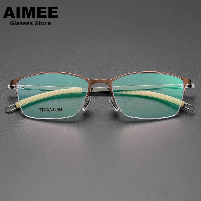 Aimee Unisex Semi Rim Square Screwless Titanium Eyeglasses 25119 Semi Rim Aimee   