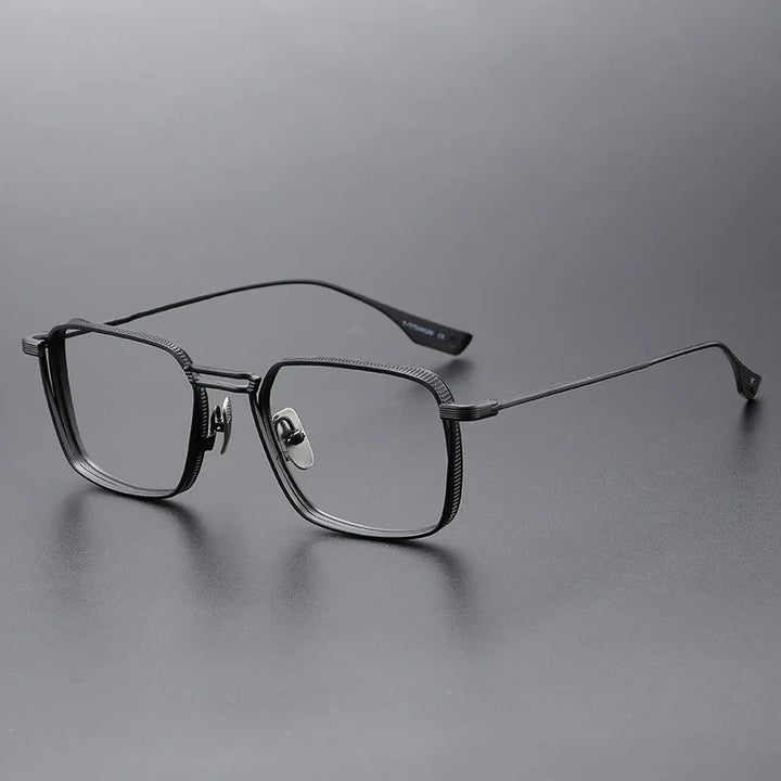 Zirosat Men's Full Rim Square Double Bridge Titanium Eyeglasses 958125