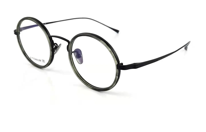 Aimee Unisex Full Rim Round Oval Titanium Eyeglasses 1061 Full Rim Aimee BLACK-GREY  