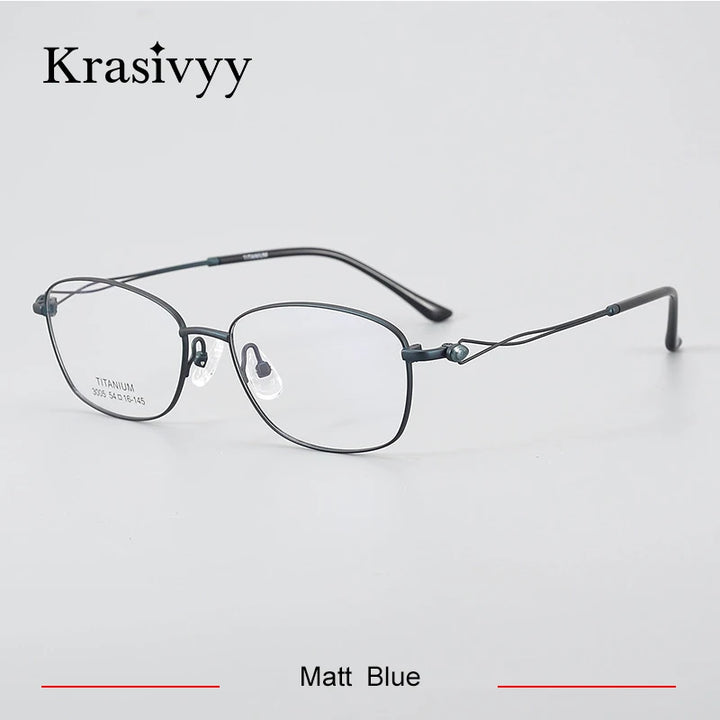 Krasivyy Women's Full Rim Oval SquareTitanium Eyeglasses 443005 Full Rim Krasivyy Matt Blue CN 