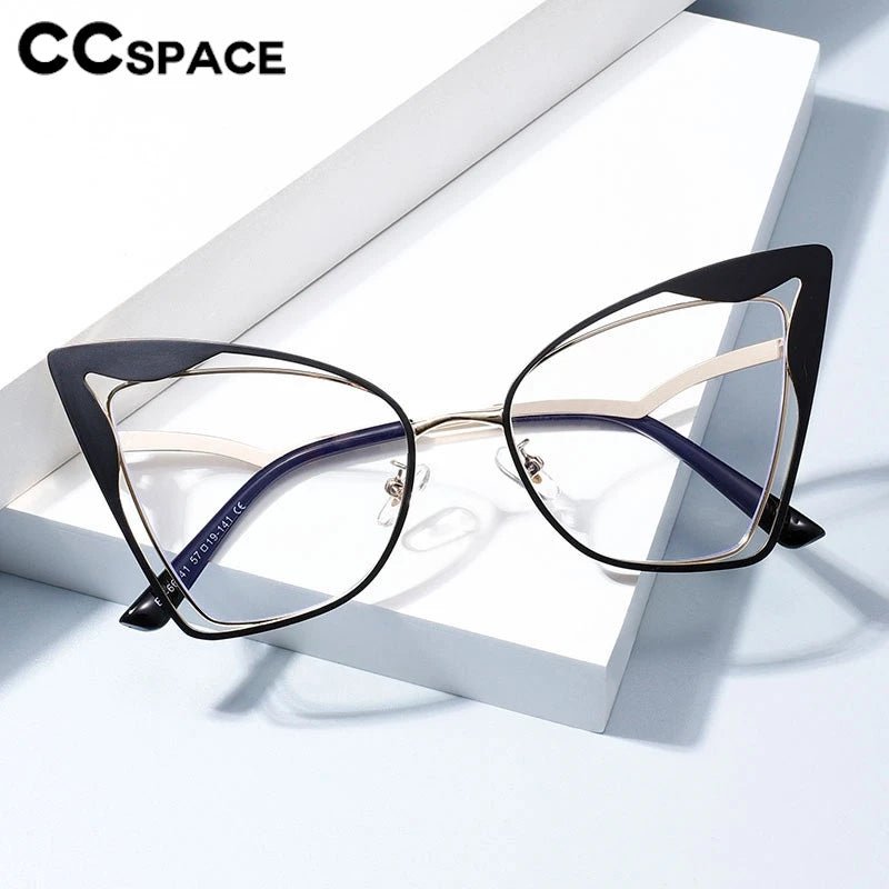 CCspace Women's Full Rim Oval Butterfly Alloy Eyeglasses 300867 Full Rim CCSpace   