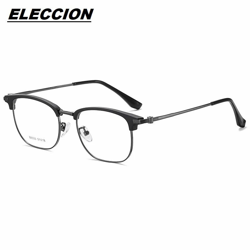 Eleccion Unisex Full Rim Square Tr 90 Alloy Eyeglasses 9033 Full Rim Eleccion Black - Gray CHINA