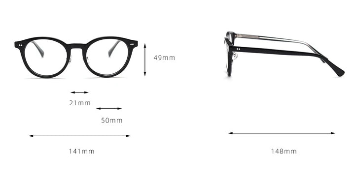 Black Mask Unisex Full Rim Round Acetate Eyeglasses 98615 Full Rim Black Mask   