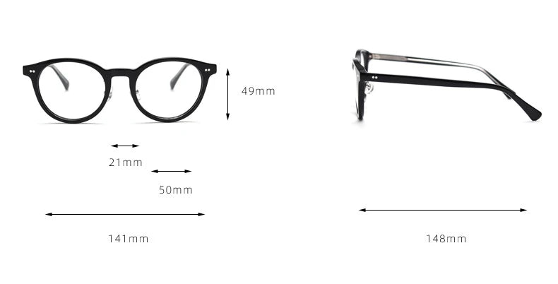Black Mask Unisex Full Rim Round Acetate Eyeglasses 798615