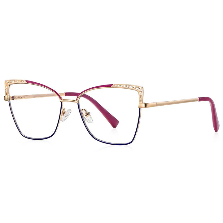 Laoyehui Women's Full Rim Square Cat Eye Alloy Eyeglasses L3106 Reading Glasses Laoyehui C4 -300 