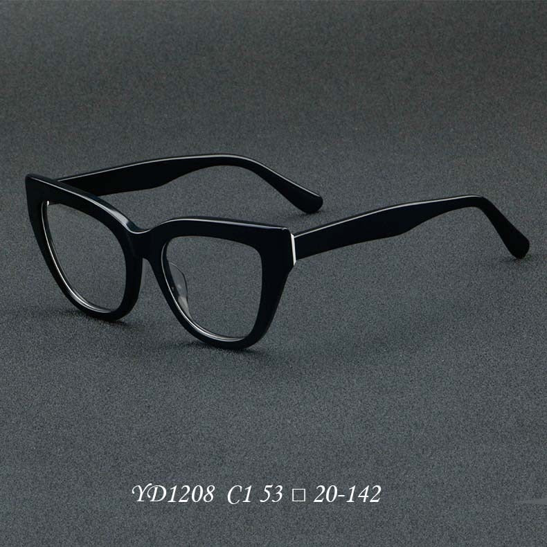 CCspace Unisex Full Rim Square Cat Eye Acetate Eyeglasses 56813 Full Rim CCspace C1Black  