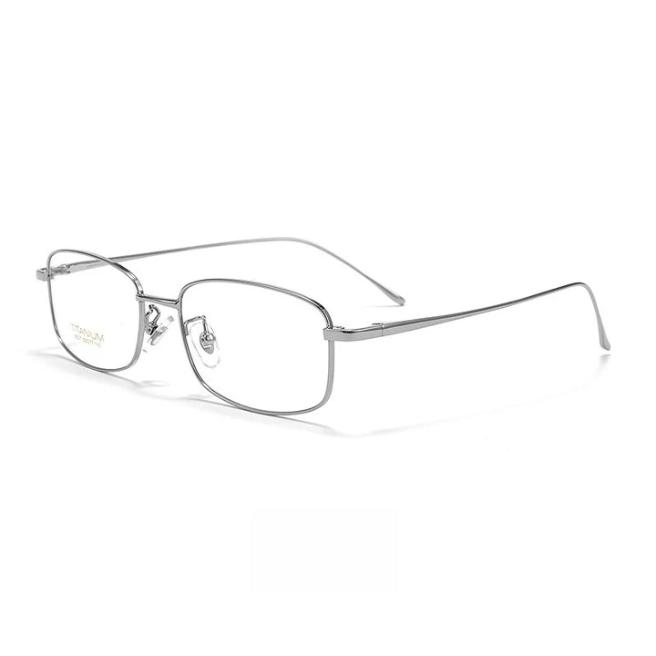 Yimaruili Men's Full Rim Square Titanium Eyeglasses Y8027 Full Rim Yimaruili Eyeglasses Silver  