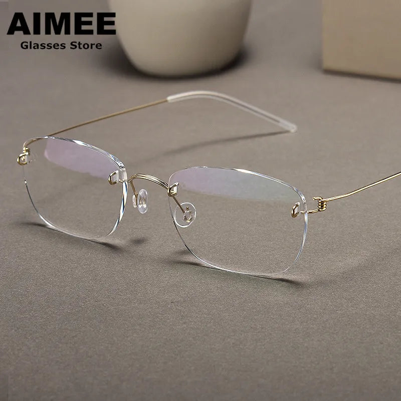 Aimee Women's Rimless Square Titanium Eyeglasses 29740
