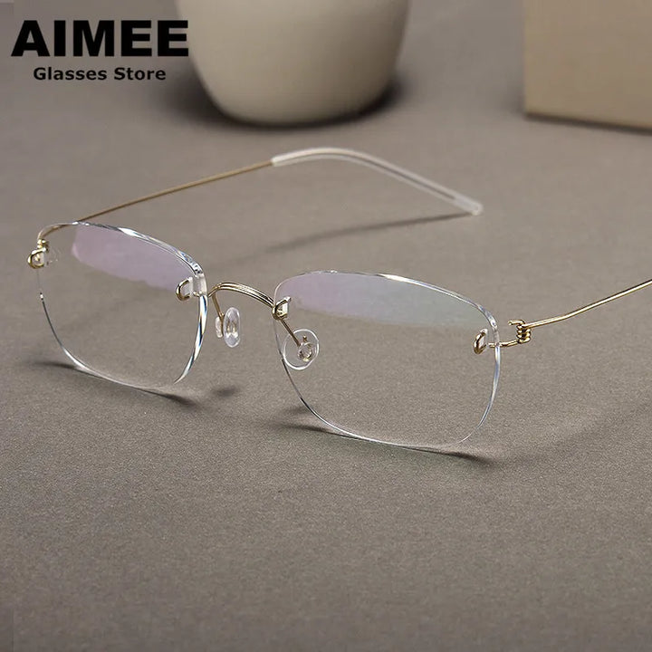 Aimee Women's Rimless Square Titanium Eyeglasses 29740