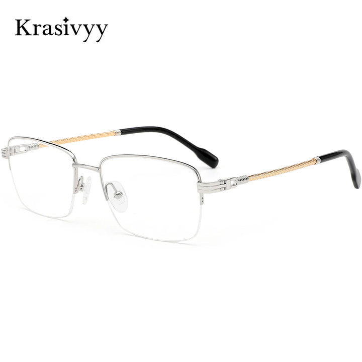 Krasivyy Unisex Semi Rim Square Titanium Eyeglasses 425031