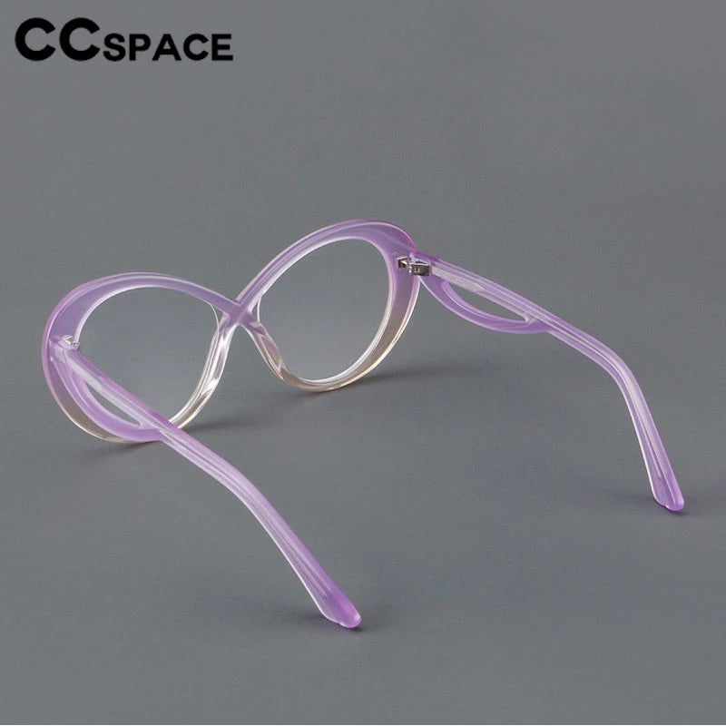 CCspace Unisex Full Rim Oval Cat Eye Acetate Eyeglasses 30793 Full Rim CCSpace   