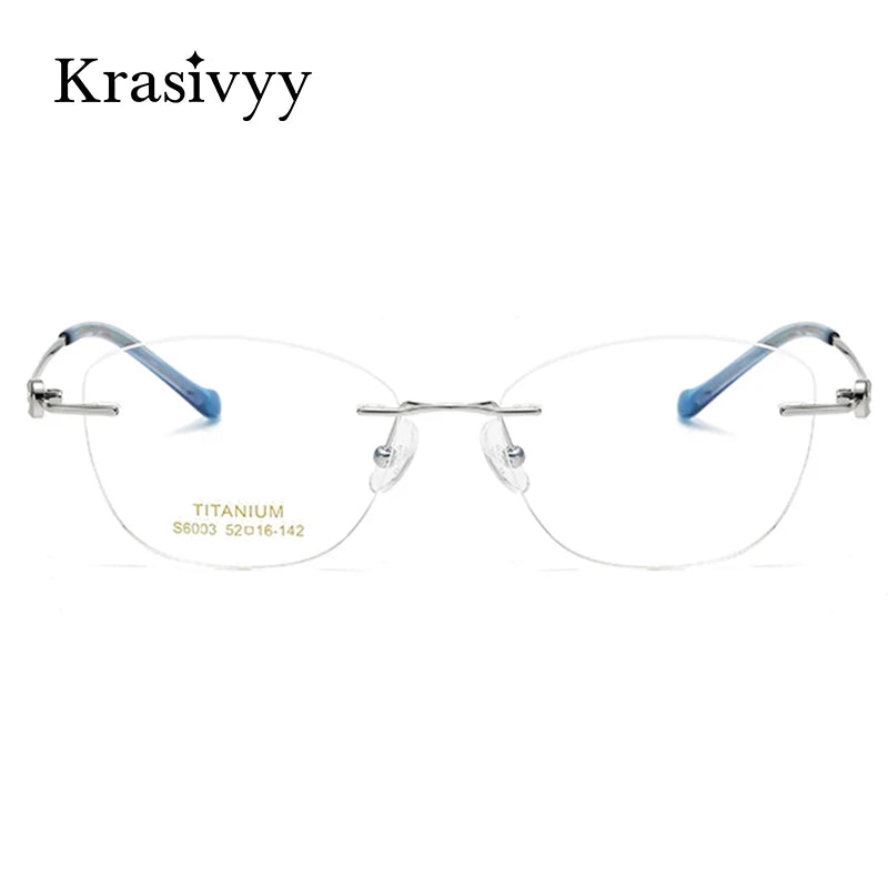 Krasivyy Women's Rimless Oval Square Titanium Eyeglasses 6003 Rimless Krasivyy   