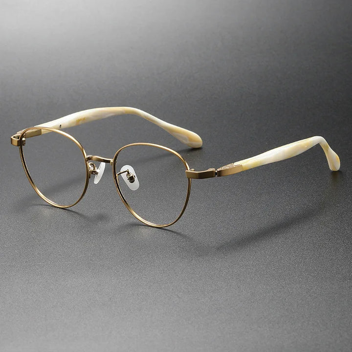 Aimee Unisex Full Rim Round Titanium Acetate Eyeglasses 111985 Full Rim Aimee Golden  