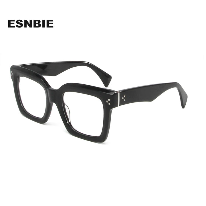 Esnbie Unisex Full Rim Square Thick Acetate Eyeglasses 246005