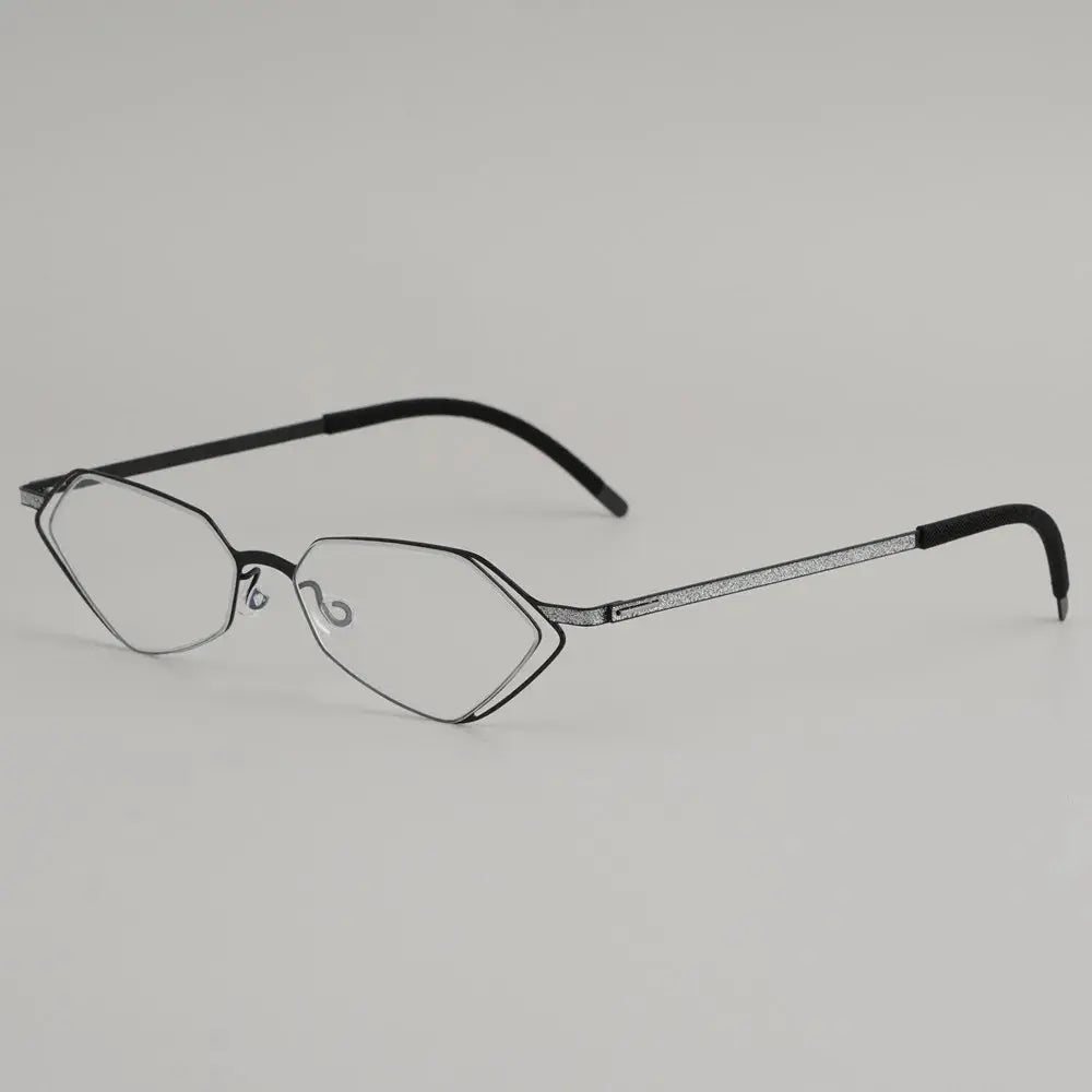 Bobbie 339541 Unisex Screwless Full Rim Polygon Oval Titanium Frames FuzWeb