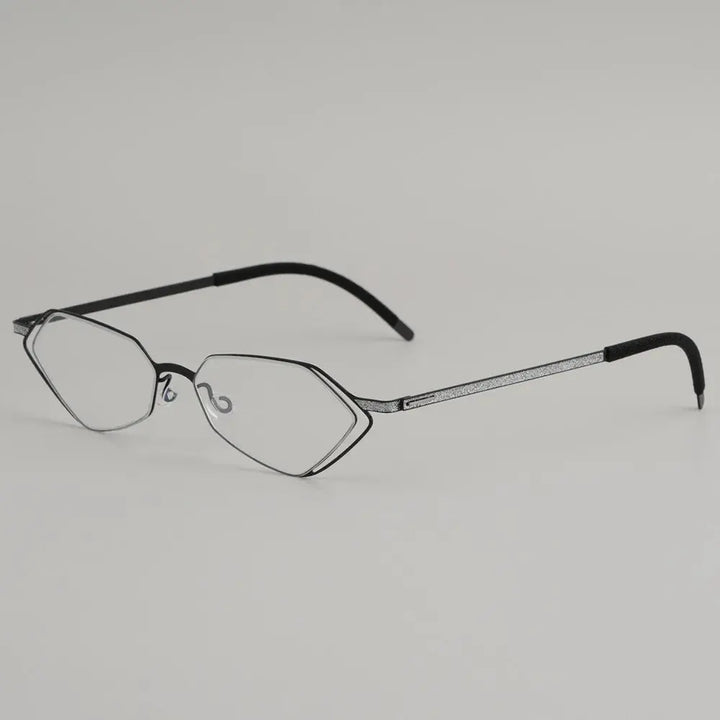Bobbie 339541 Unisex Screwless Full Rim Polygon Oval Titanium Frames FuzWeb