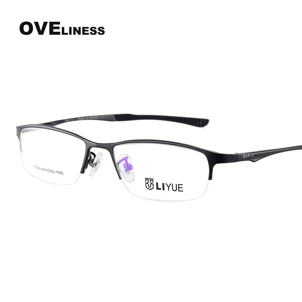 Oveliness Women's Semi Rim Oval Rectangle Titanium Eyeglasses 29527