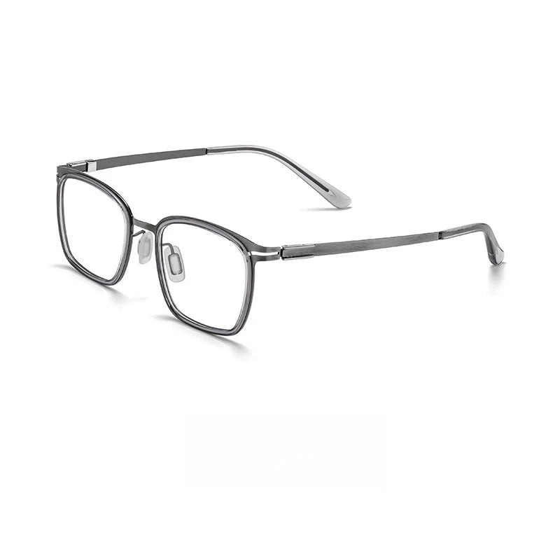 Yimaruili Unisex Full Rim Square Titanium Acetate Eyeglasses Y7910 Full Rim Yimaruili Eyeglasses Transparent Gray  