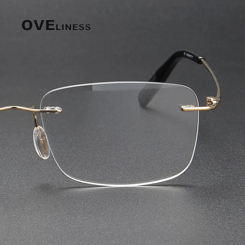 Oveliness Unisex Rimless Square Titanium Eyeglasses O80859 Rimless Oveliness   