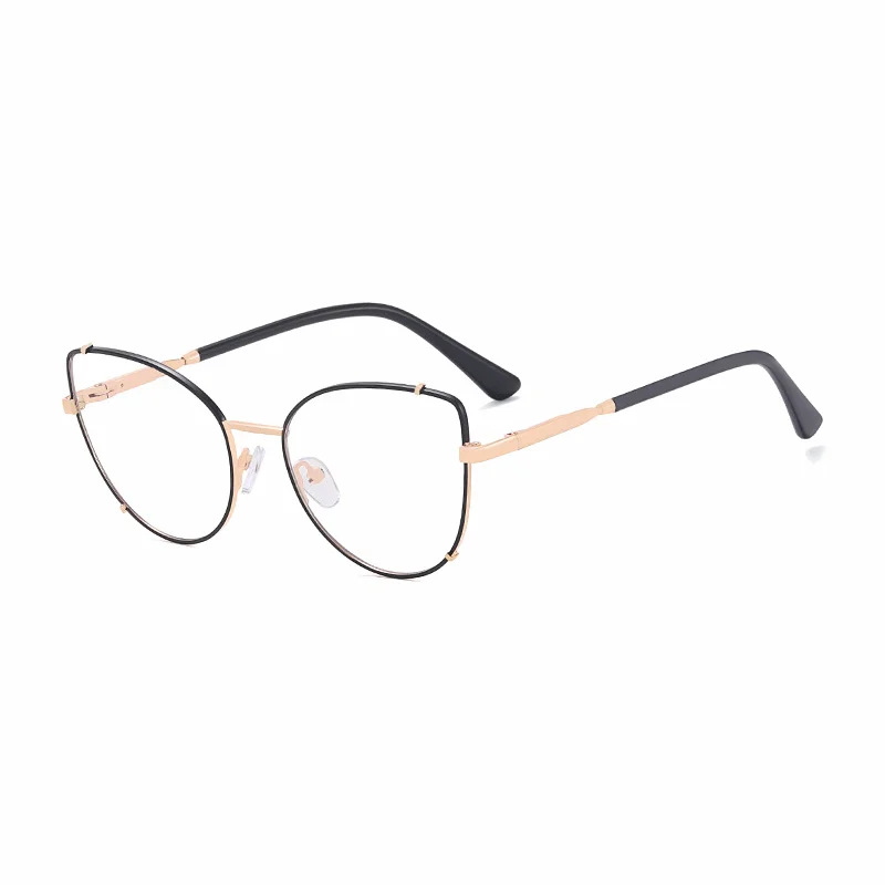 Ralferty Women's Full Rim Cat Eye Alloy Eyeglasses R81199 Full Rim Ralferty C1 Black CHINA 