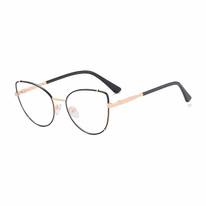 Ralferty Women's Full Rim Cat Eye Alloy Eyeglasses R81199 Full Rim Ralferty C1 Black CHINA 