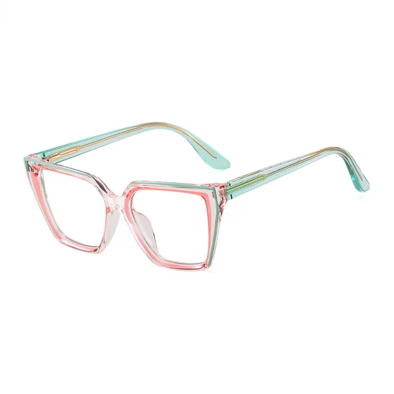 Ralferty Women's Full Rim Square Cat Eye Acetate Eyeglasses R97714 Full Rim Ralferty C6 Pink Green CHINA 