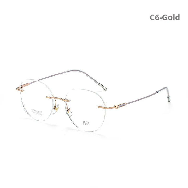 Momoja Women's Rimless Flat Top Round Titanium Eyeglasses 729302