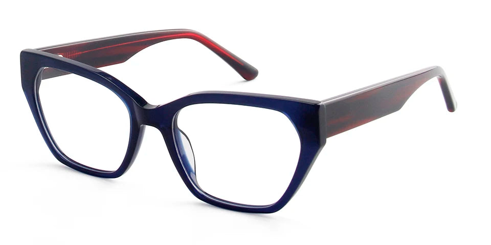 Esnbie Women's Full Rim Polygon Cat Eye Acetate Eyeglasses 49009